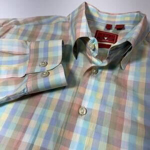 HAUPT Germany Mens Sz XL Button down Check Multicolor Preppy Colorful Easter